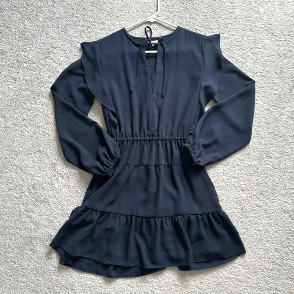 Aritzia Wilfred Marvelle Navy Short Ruffle Dress